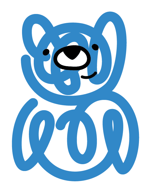 The original Brainy Bears blue bear waving hello